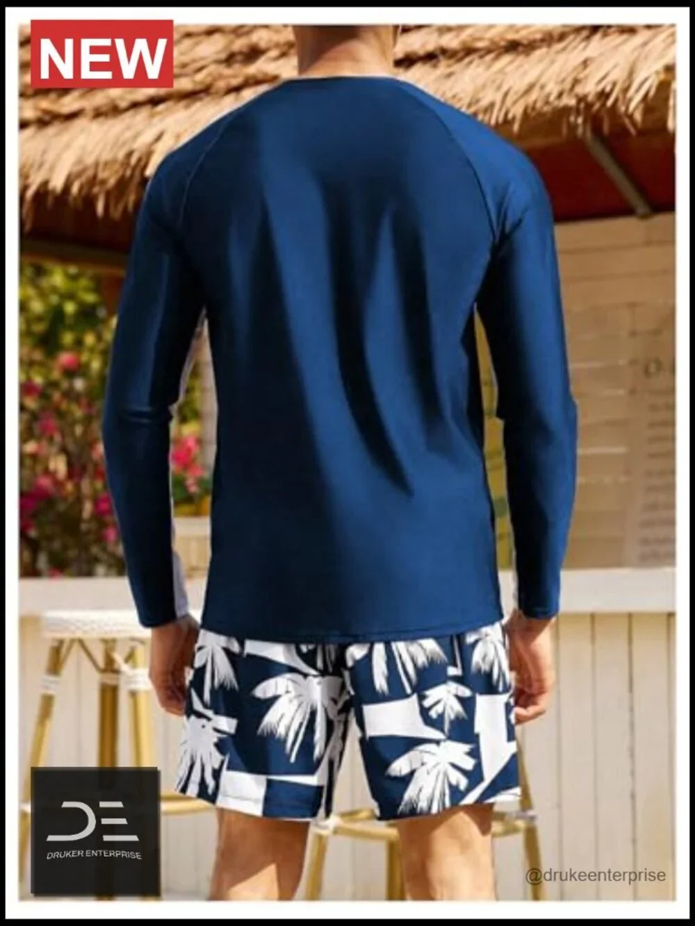 Long Sleeve Rash Guard and Board Short 2 Piece Swimwear Set